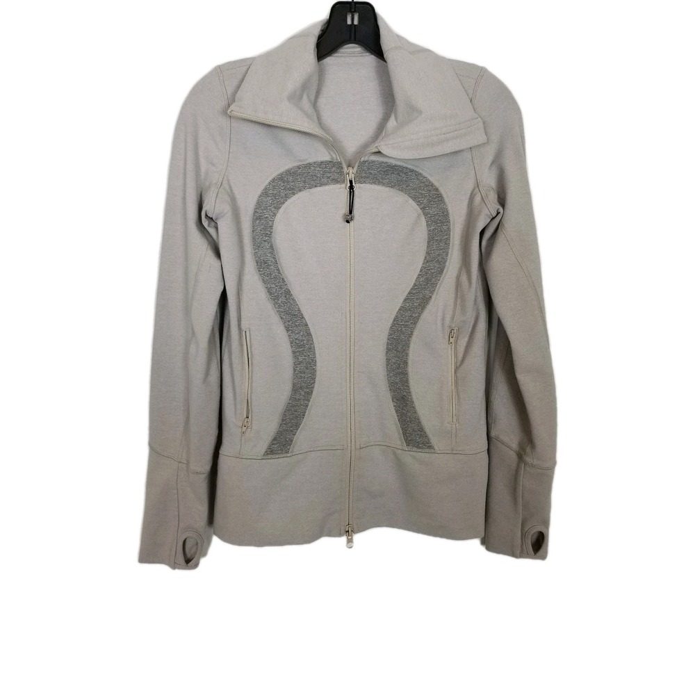 Lululemon Women In Stride Full Zip Jacket Sz 4 Gray Athletic Gym Running